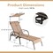 Adjustable Patio Chaise Lounge with Sun Canopy and Cup Holder Brown
